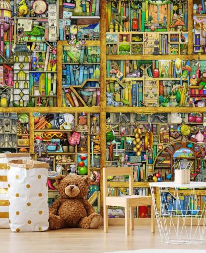 Colorful Bookshelf Wallpaper