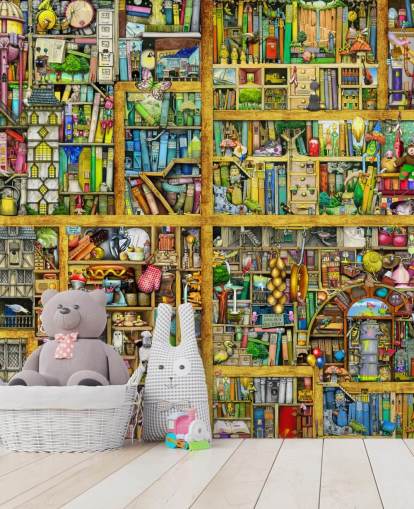 Colorful Bookshelf Wallpaper