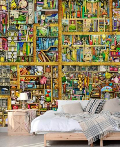 Colorful Bookshelf Wallpaper