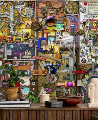 Inventors Cupboard Wallpaper