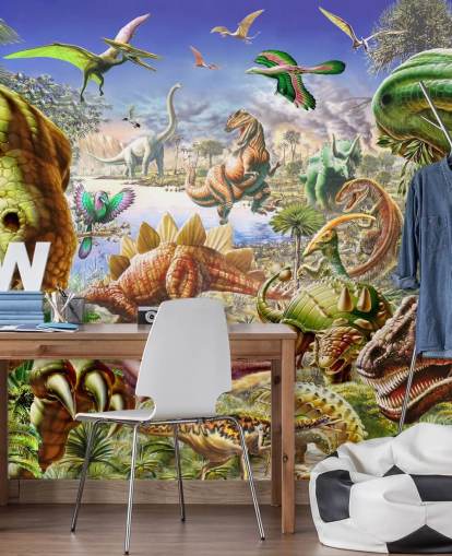 Decorazione murale con mondo di dinosauri