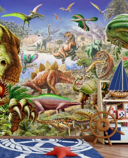 Dinosaurs verden vægmaleri Dinosaurs verden vægmaleri