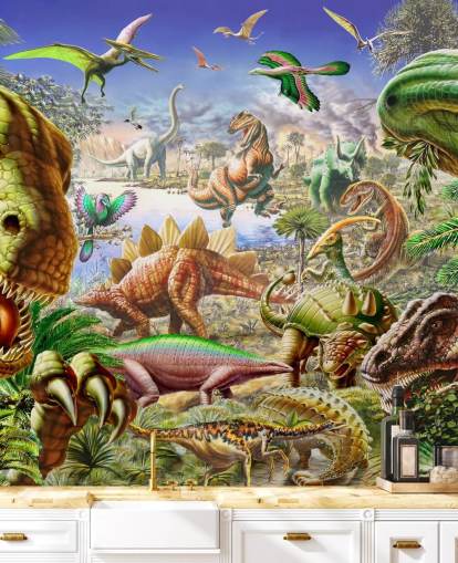 Decorazione murale con mondo di dinosauri