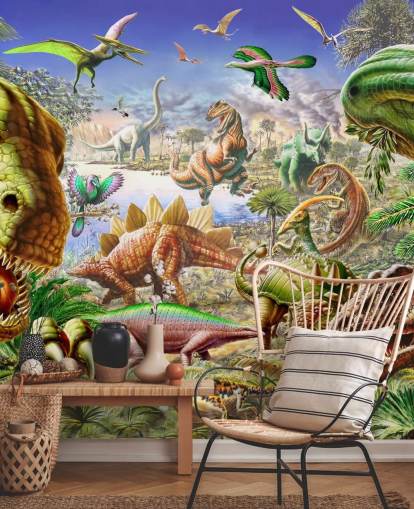 Decorazione murale con mondo di dinosauri