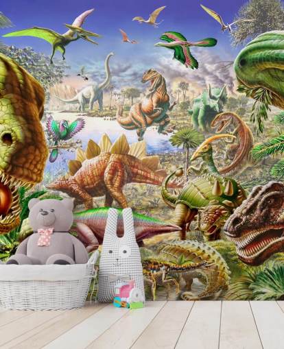 Dinosaurs verden vægmaleri