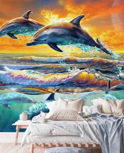 Papier Peint Dauphins Jouant Papier Peint Dauphins Jouant