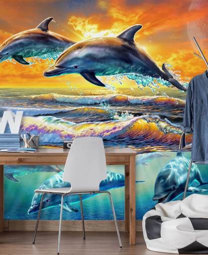 Fondo de pantalla de delfines jugando