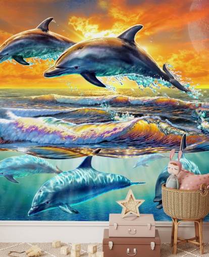 Dolphins Playing Wallpaper
