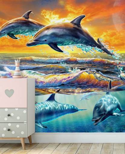 Fondo de pantalla de delfines jugando