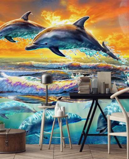 Fondo de pantalla de delfines jugando Fondo de pantalla de delfines jugando