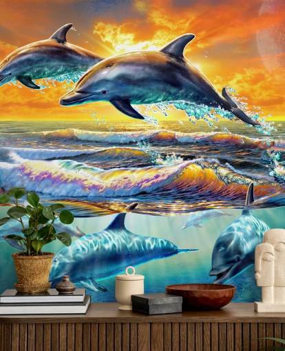 Papier Peint Dauphins Jouant