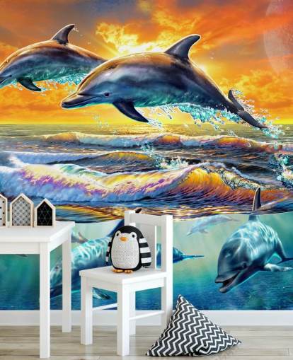 Dolphins Playing Wallpaper