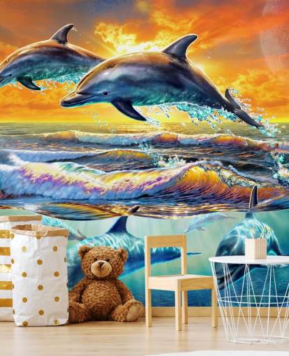 Papier Peint Dauphins Jouant