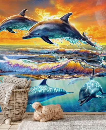 Fondo de pantalla de delfines jugando