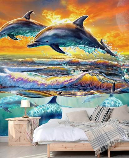 Fondo de pantalla de delfines jugando