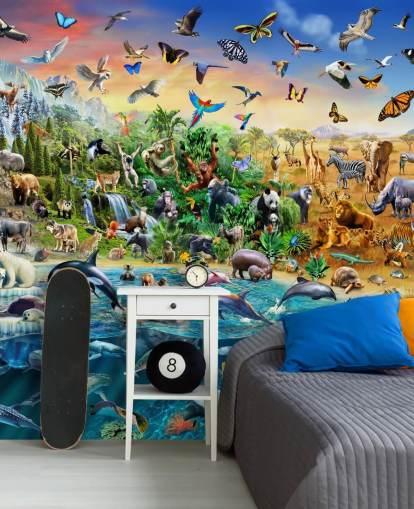 Decorazione murale con animali di specie in via di estinzione