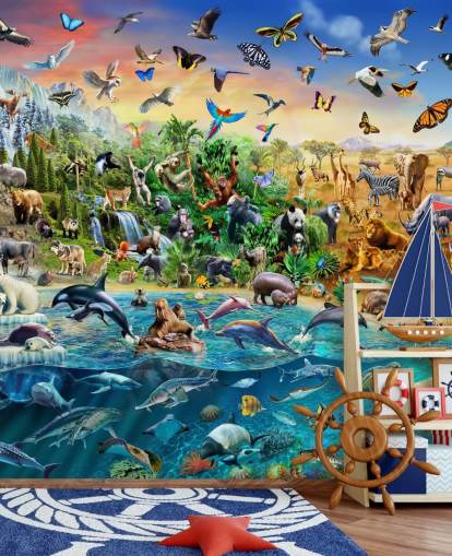 Mural de parede de animais de espécies ameaçadas de extinção Mural de parede de animais de espécies ameaçadas de extinção