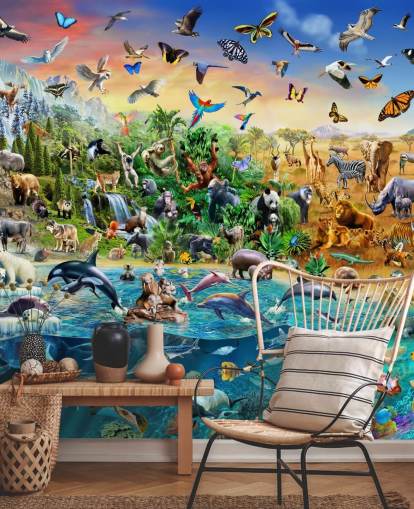 Mural de parede de animais de espécies ameaçadas de extinção