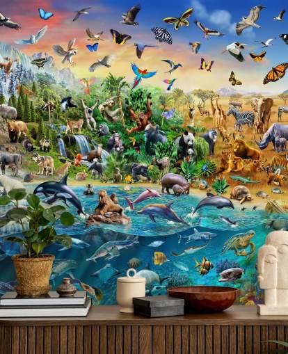 Decorazione murale con animali di specie in via di estinzione