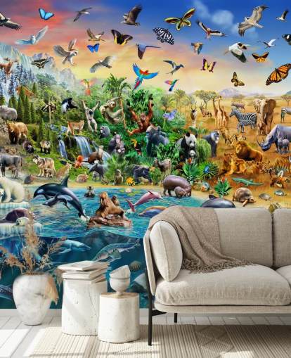 Decorazione murale con animali di specie in via di estinzione