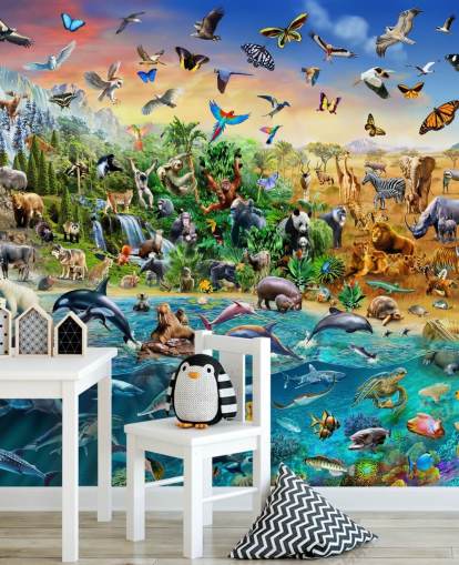 Mural de parede de animais de espécies ameaçadas de extinção Mural de parede de animais de espécies ameaçadas de extinção