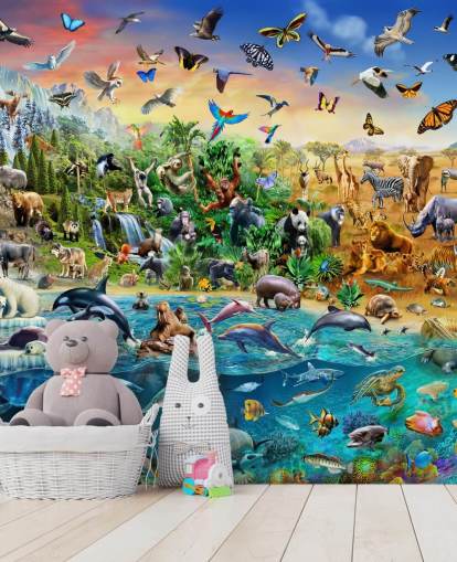 Decorazione murale con animali di specie in via di estinzione