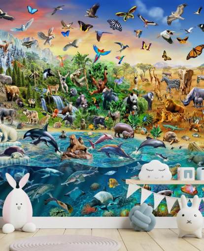 Decorazione murale con animali di specie in via di estinzione
