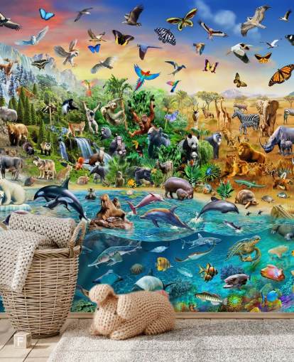 Decorazione murale con animali di specie in via di estinzione