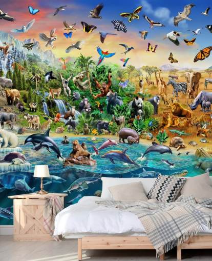 Mural de pared de especies en peligro de extinción Mural de pared de especies en peligro de extinción