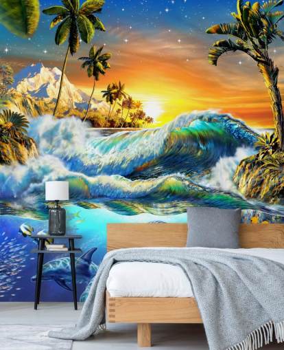 Papel de Parede Golfinho e Peixe