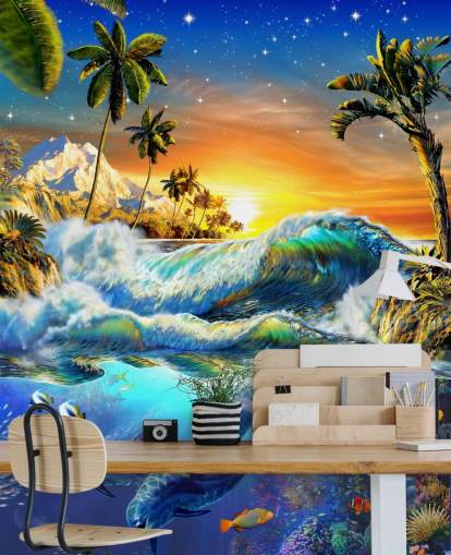 Dolphin and Tropical Fish Wallpaper