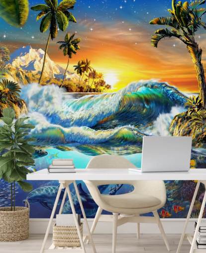 Dolphin and Tropical Fish Wallpaper