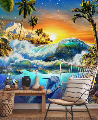 Dolphin and Tropical Fish Wallpaper