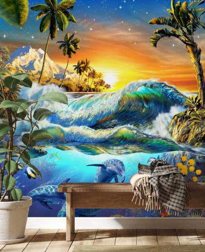 Dolphin and Tropical Fish Wallpaper