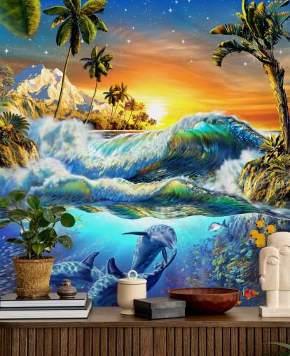 Dolphin and Tropical Fish Wallpaper