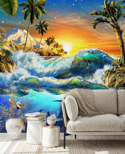 Papel de Parede Golfinho e Peixe