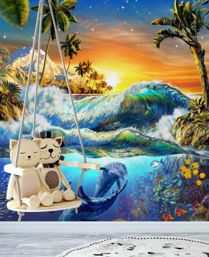 Delfin und tropische Fische Wallpaper