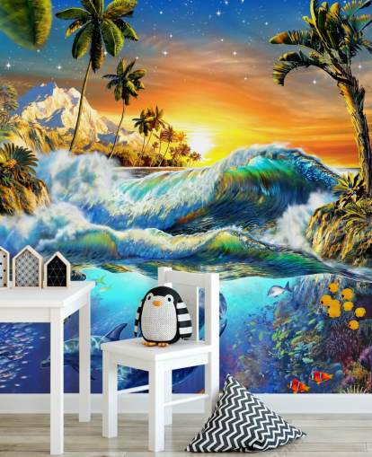 Papel de Parede Golfinho e Peixe Papel de Parede Golfinho e Peixe