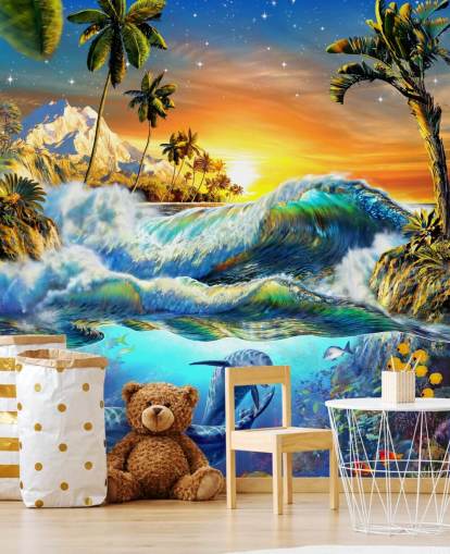 Papel de Parede Golfinho e Peixe Papel de Parede Golfinho e Peixe