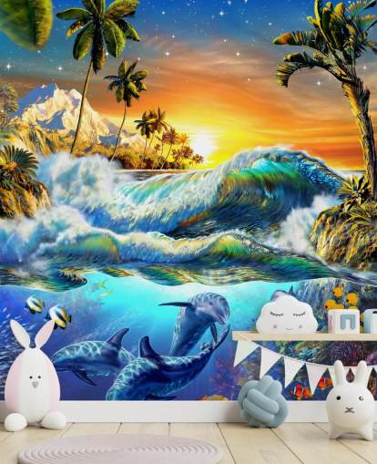 Papel de Parede Golfinho e Peixe