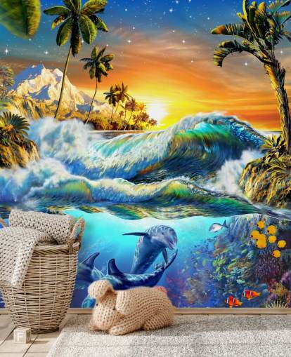 Delfin und tropische Fische Wallpaper Delfin und tropische Fische Wallpaper