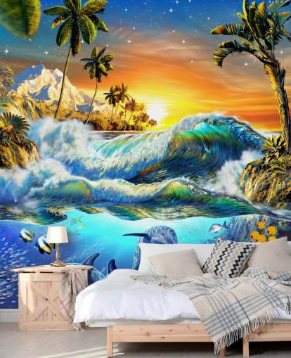 Dolphin and Tropical Fish Wallpaper Dolphin and Tropical Fish Wallpaper