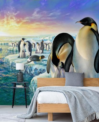 Penguin Colony Art Wallpaper