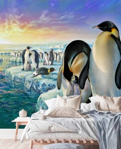 Penguin Colony Art Wallpaper