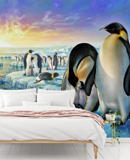 Penguin Colony Art Wallpaper