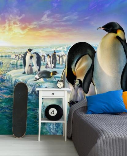 Penguin Colony Art Wallpaper