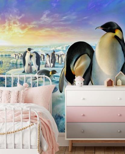 Penguin Colony Art Wallpaper