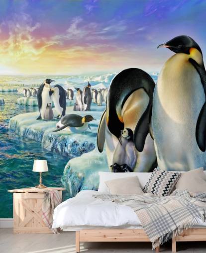 Penguin Colony Art Wallpaper