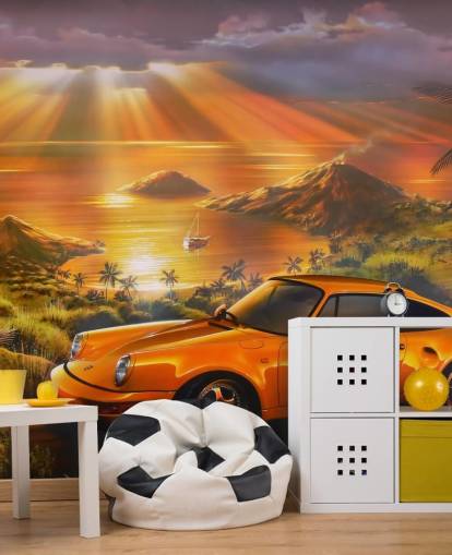 Car, Coast and Sunset Wallpaper Mural Car, Coast and Sunset Wallpaper Mural