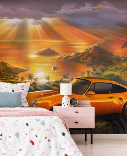 Papier Peint Fresque Voiture, Côte et Crépuscule